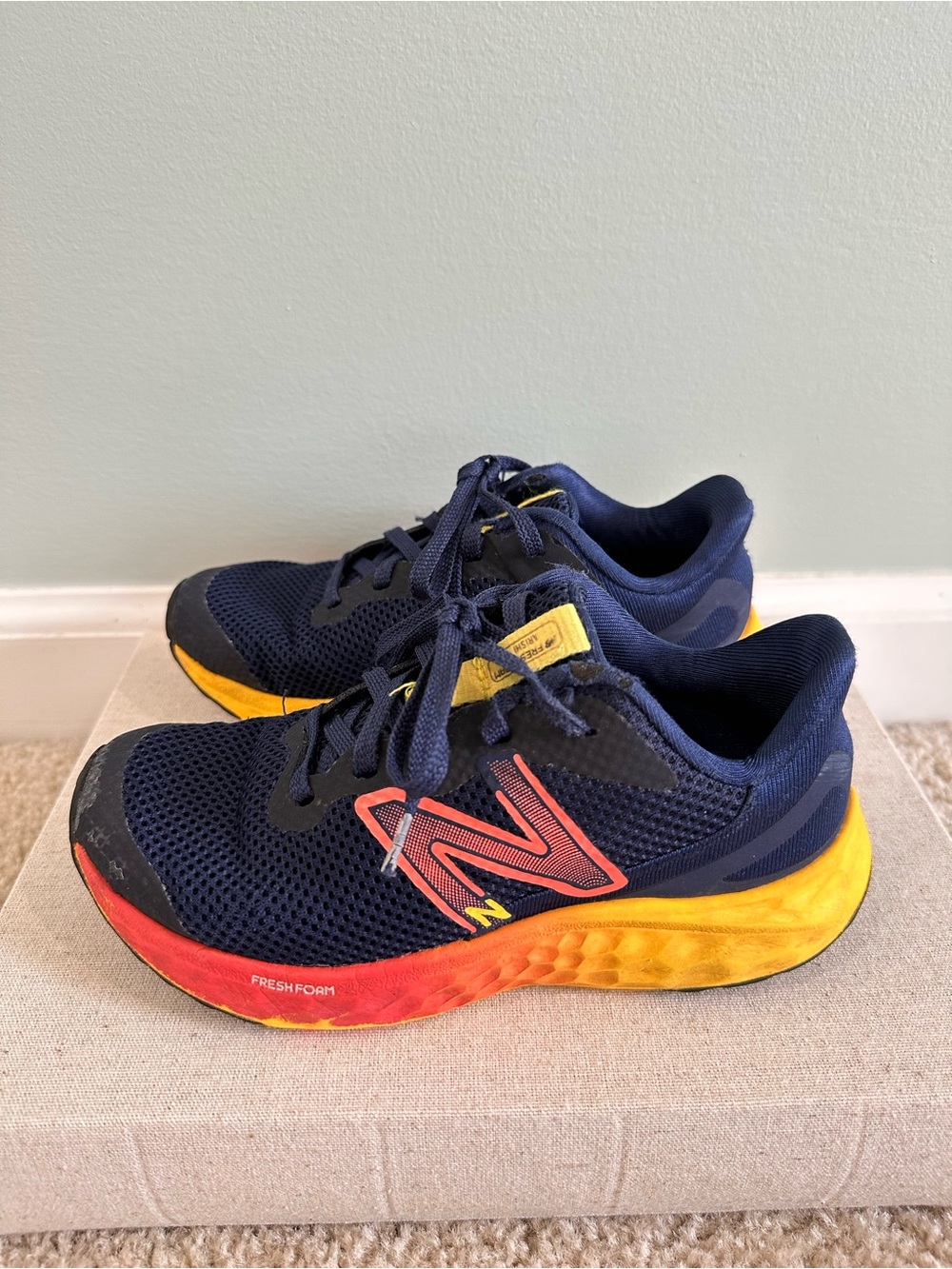 New Balance Navy and Yellow Kids Sneakers